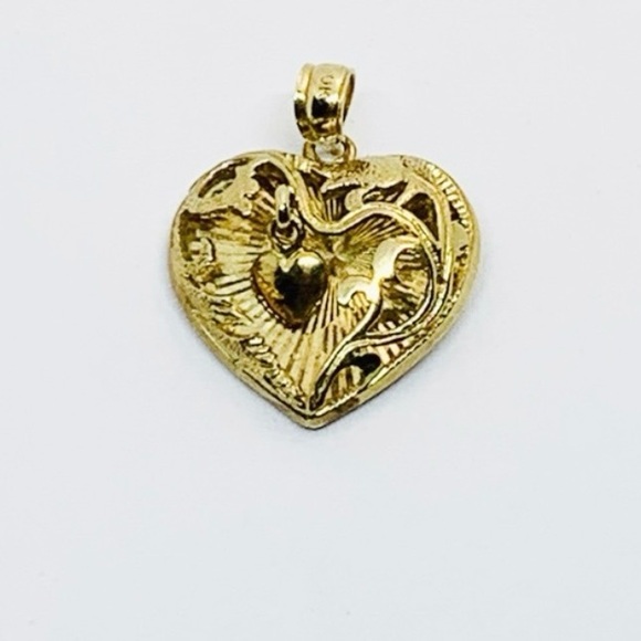 Real 10K Gold Heart Pendant Charm